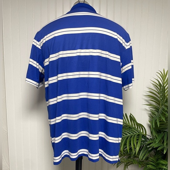 Nike Golf Dri Fit Performance Embroidered Logo Blue Striped Polo Shirt Mens XXL - Picture 4 of 8